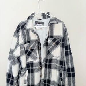 Cotton Flannel Shirt Jacket Fleece Lined